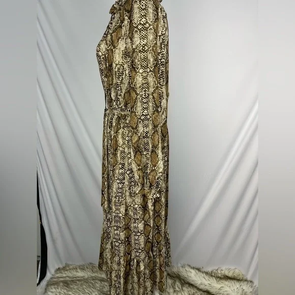 Emma & Michele gorgeous boho snakeskin print long sleeve dress women’s size M - Picture 5 of 17